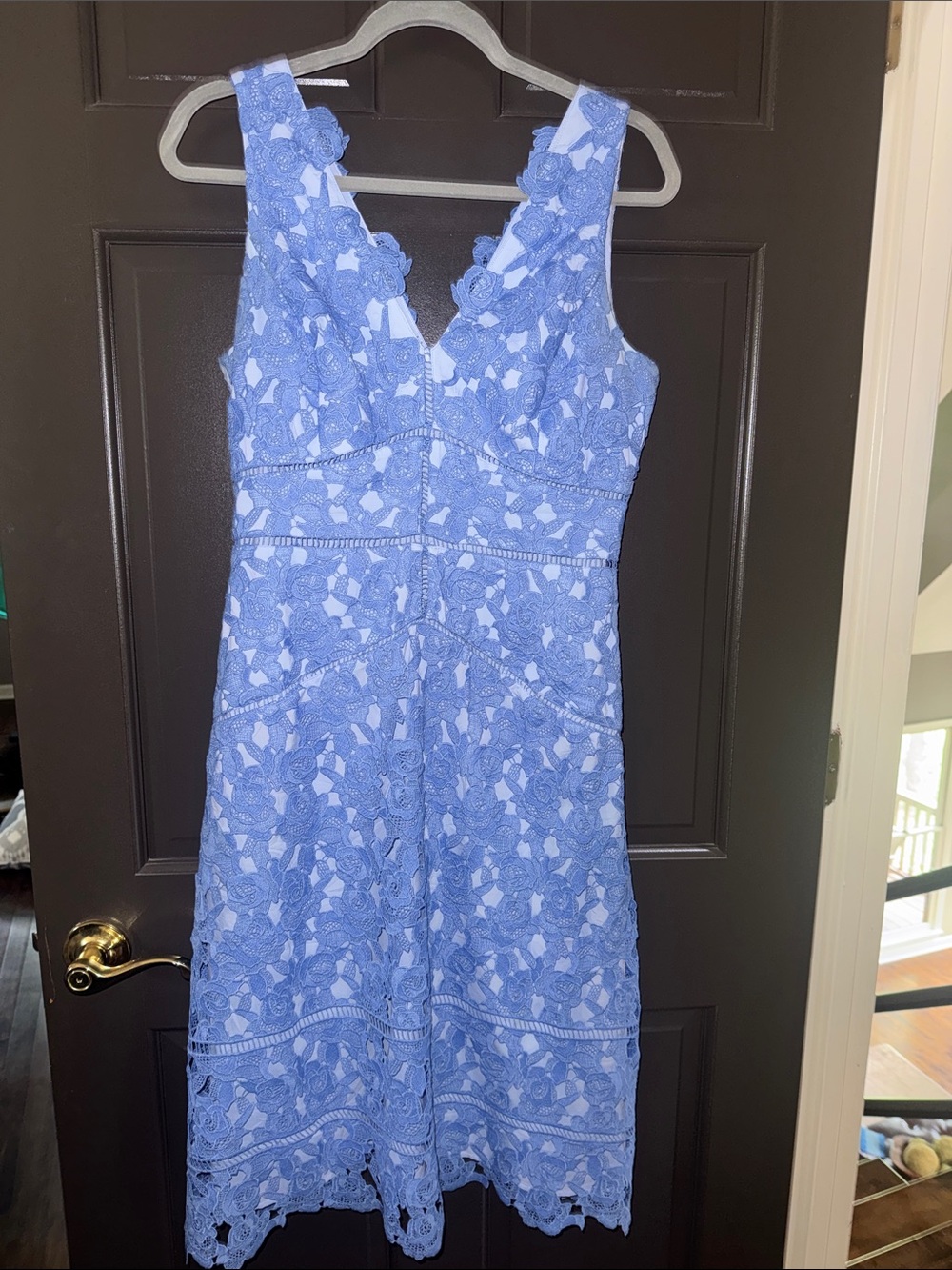 Vineyard Vines Lace V-Neck Sleeveless Midi Dress - Blue